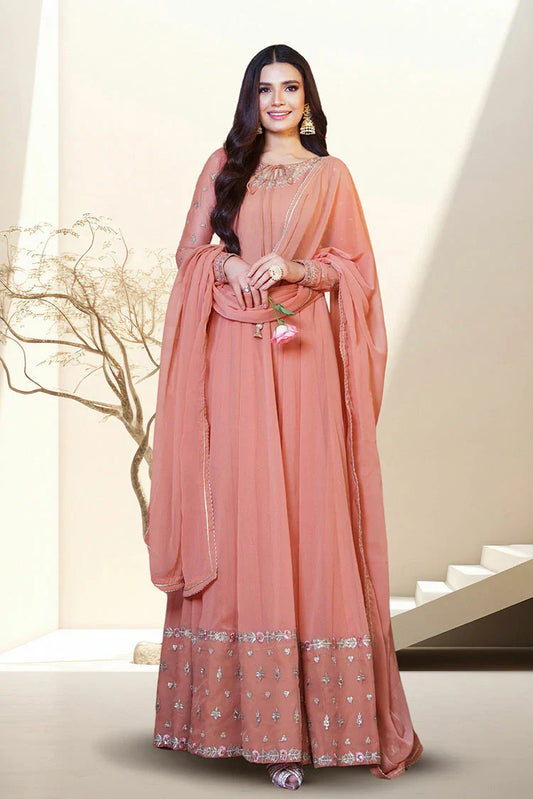 Picture of Asma & Sidra - Kalidaar Frocks - Peach Decency - Available at Raja Sahib