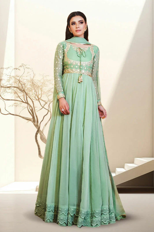 Picture of Asma & Sidra - Kalidaar Frocks - Princess Pistachio - Available at Raja Sahib