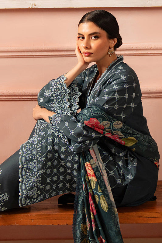 Picture of <!--gv-->Cross Stitch - Seher Unstitched Premium Cambric Collection - Azure Serenity - Available at Raja Sahib