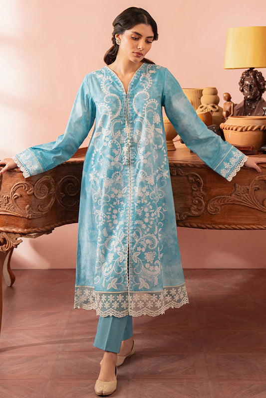 Picture of <!--gr-->Cross Stitch - Seher Unstitched Premium Cambric Collection - Cadet Blue - Available at Raja Sahib
