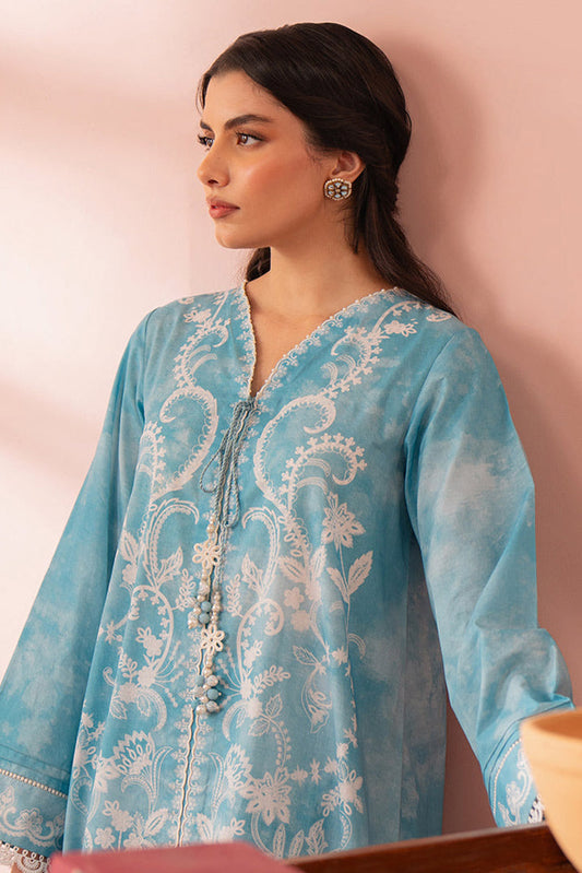 Picture of <!--gr-->Cross Stitch - Seher Unstitched Premium Cambric Collection - Cadet Blue - Available at Raja Sahib