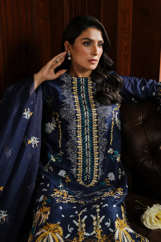 Picture of <!--gj-->Cross Stitch - Satin De Luxe Unstitched Premium Collection - Celestial Navy - Available at Raja Sahib