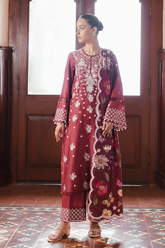 Picture of <!--gi-->Cross Stitch - Satin De Luxe Unstitched Premium Collection - Deep Berry - Available at Raja Sahib