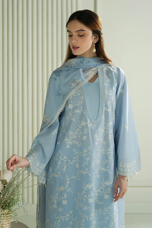 Picture of Cross Stitch - Mahiri Unstitched Embroidered Collection - Lavender Blue - Available at Raja Sahib