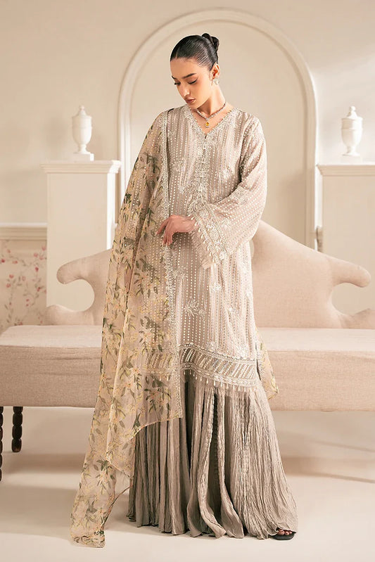 Picture of Cross Stitch - Luxe Atelier Unstitched Collection - Vulcan Mud - Available at Raja Sahib