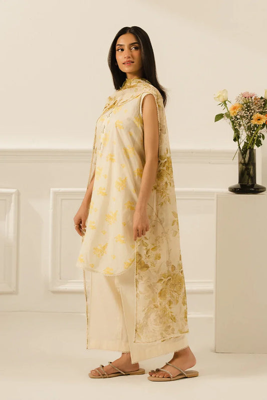 Picture of Cross Stitch - Prints Daily Lawn Collection Vol 3 - Mustard Melody - Available at Raja Sahib