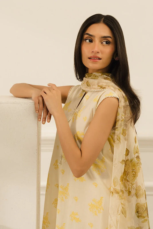 Picture of Cross Stitch - Prints Daily Lawn Collection Vol 3 - Mustard Melody - Available at Raja Sahib