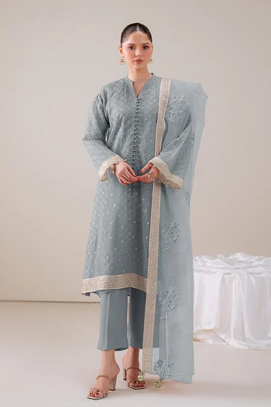 Picture of Cross Stitch - 4 Pc Organza Embroidered Suit - Gossamer Green - Available at Raja Sahib