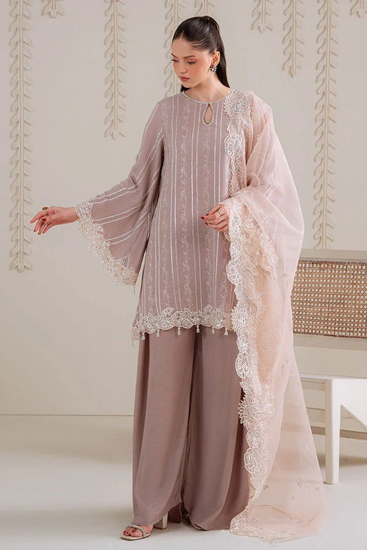 Picture of Cross Stitch - 3 PC Silk Embroidered Suit - Burnt Sand - Available at Raja Sahib