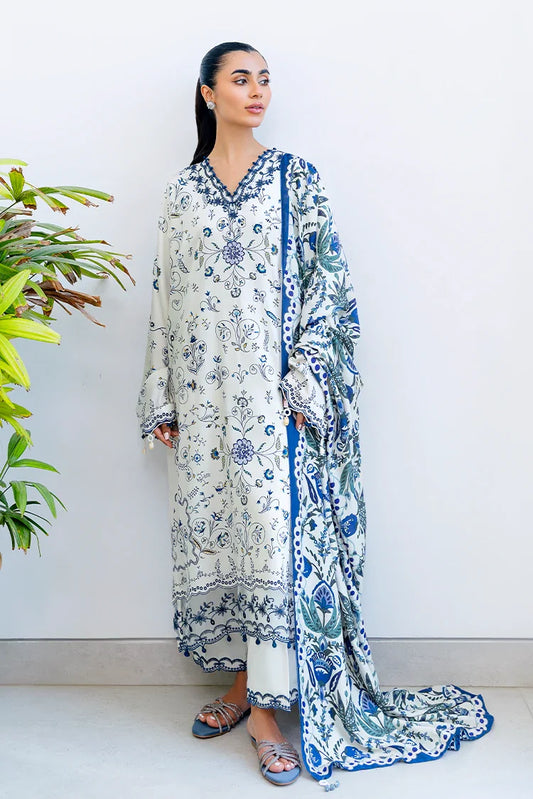 Picture of Cross Stitch - Premium Unstitched Cotton Satin - Ivory Orchid - Available at Raja Sahib