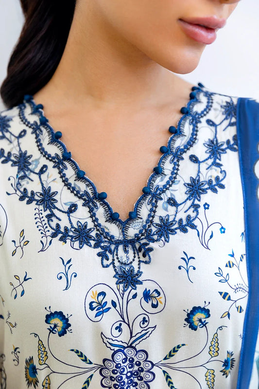 Picture of Cross Stitch - Premium Unstitched Cotton Satin - Ivory Orchid - Available at Raja Sahib