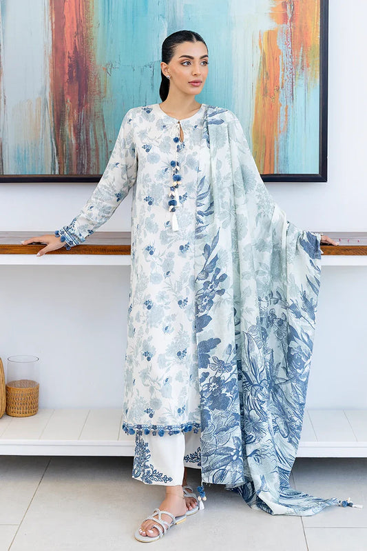 Picture of Cross Stitch - Premium Unstitched Cotton Satin - Whimsical Teal - Available at Raja Sahib