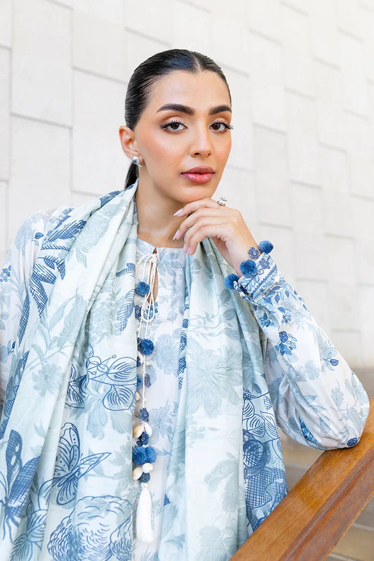 Picture of Cross Stitch - Premium Unstitched Cotton Satin - Whimsical Teal - Available at Raja Sahib