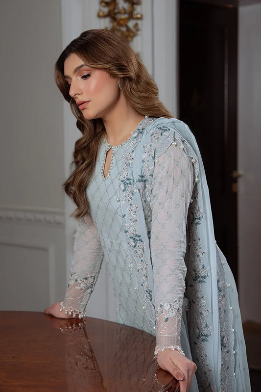 Picture of Cross Stitch - Unstitched Wedding Collection - Aqua Ice - Available at Raja Sahib