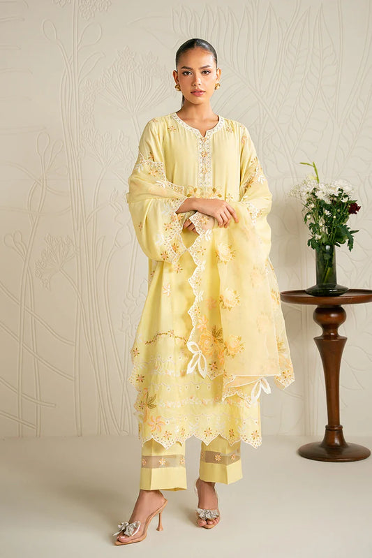 Picture of Cross Stitch - Embroidered Chiffon Edit - 3 Piece - Dandelion Bliss - Available at Raja Sahib