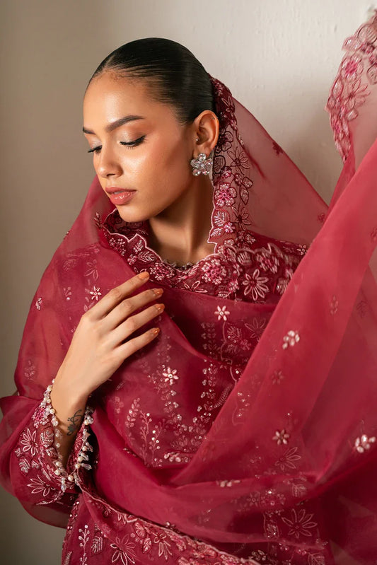 Picture of Cross Stitch - Embroidered Chiffon Edit - 4 Piece - Garnet Glow - Available at Raja Sahib