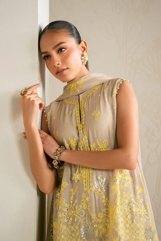 Picture of Cross Stitch - Embroidered Chiffon Edit - 4 Piece - Sand Bronze - Available at Raja Sahib