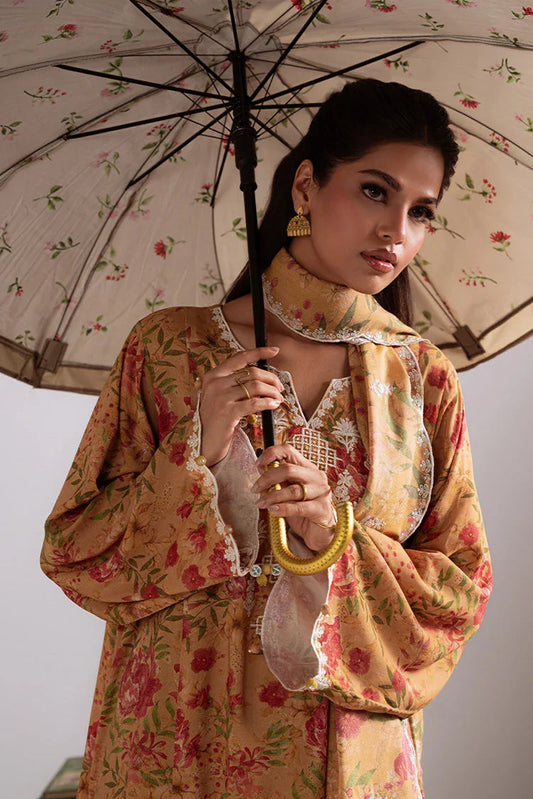 Picture of Cross Stitch - Unstitched Winter Collection - Mustard Orchid - Available at Raja Sahib