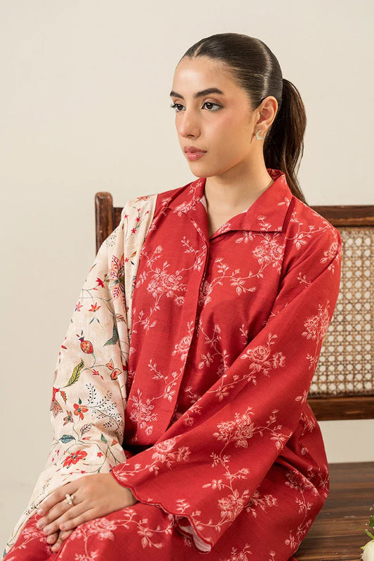 Picture of Cross Stitch - Daily Khaddar Edit - 3 Piece - Ochre Silk - Available at Raja Sahib