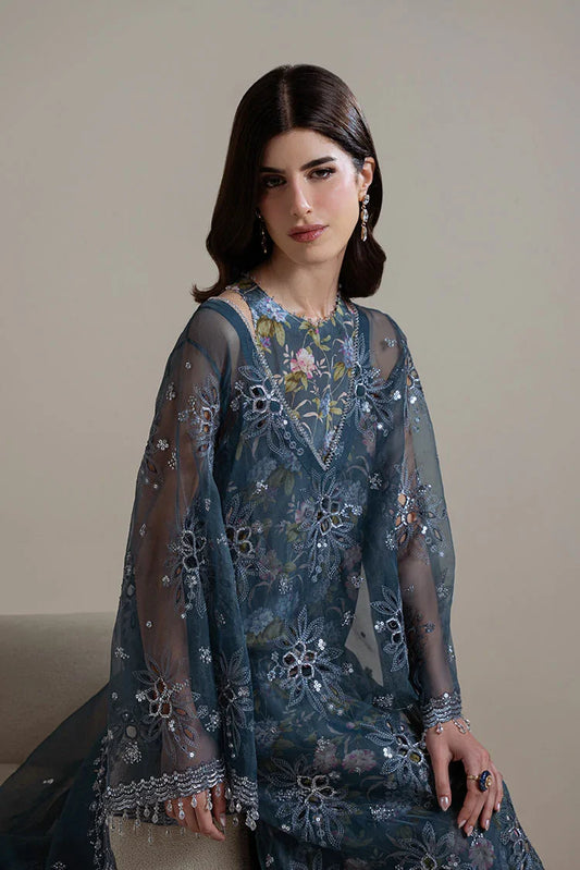 Picture of Cross Stitch - Unstitched Chiffon Edit Vol 1 - Indigo Spark - Available at Raja Sahib