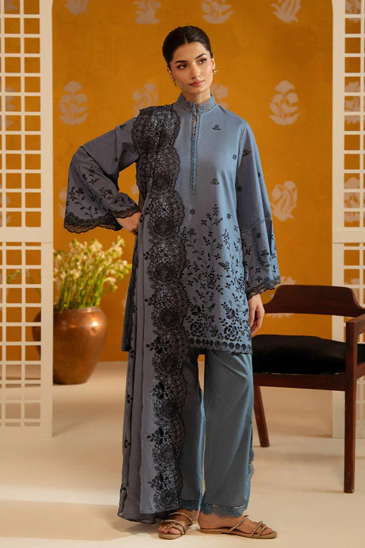 Picture of Cross Stitch - Chikankari Unstitched Collection - Beryl Dusk - Available at Raja Sahib