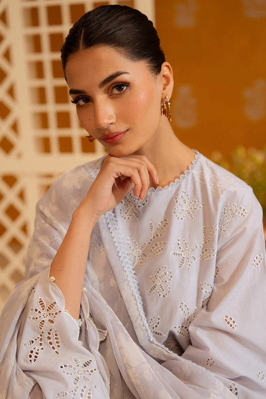 Picture of Cross Stitch - Chikankari Unstitched Collection - Lavender Ash - Available at Raja Sahib