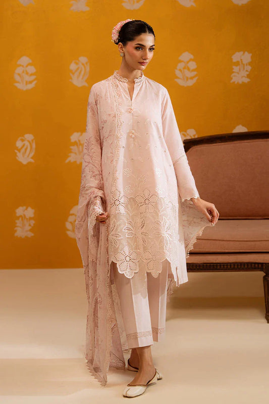 Picture of Cross Stitch - Chikankari Unstitched Collection - Rose Luster - Available at Raja Sahib