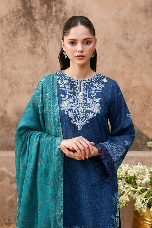 Picture of Cross Stitch - Unstitched Premium Eid Lawn - Prussian Waves - Available at Raja Sahib