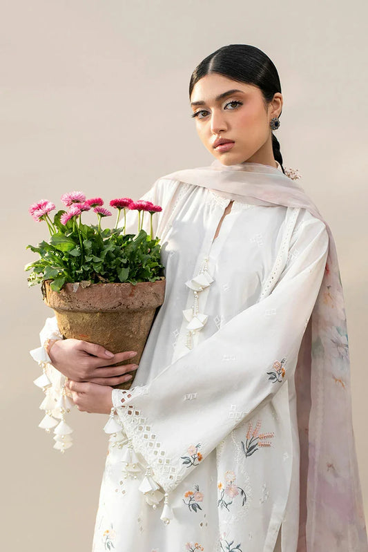 Picture of Cross Stitch - Mahiri Unstitched Collection Vol 2 - Pristine Ivory - Available at Raja Sahib