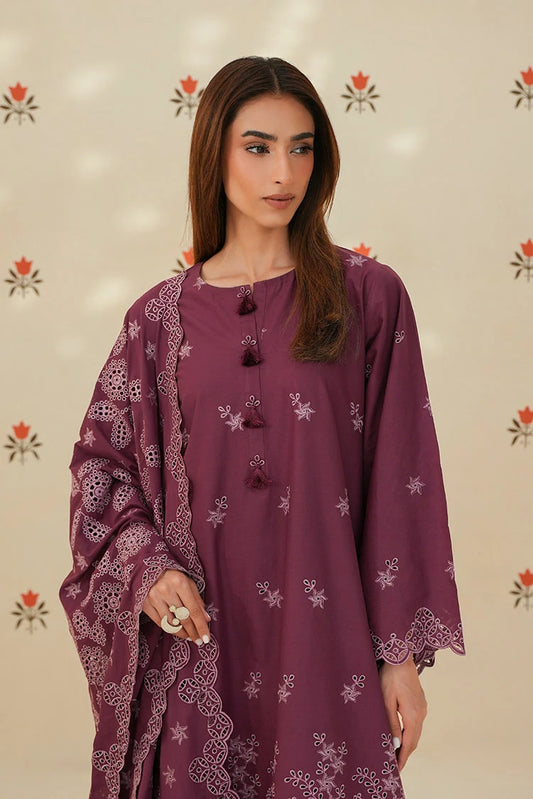 Picture of Cross Stitch - Chikankari Edit Vol 2 - Plum Luxe - Available at Raja Sahib