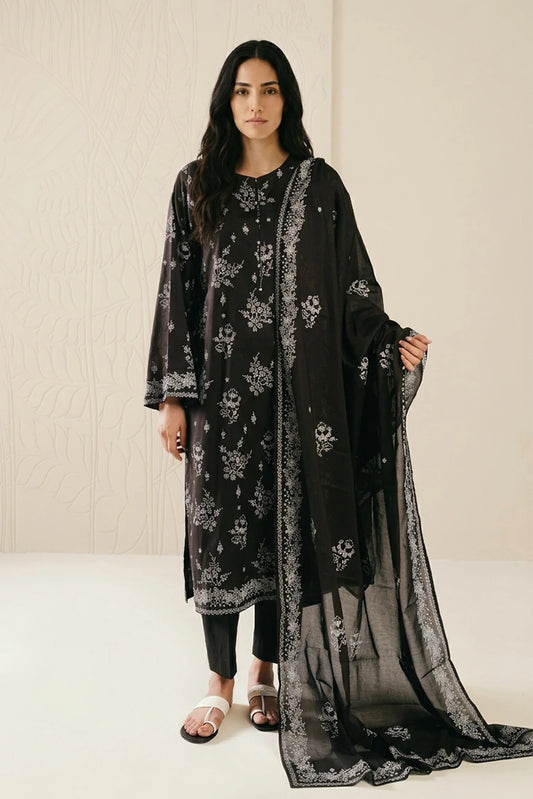Picture of Cross Stitch - Daily Unstitched Printed Lawn Vol 3 - Phantom Black - Available at Raja Sahib