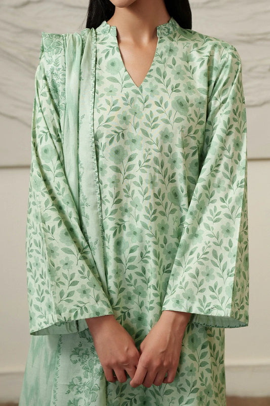 Cross Stitch - Printed Lawn Suit - 3 Piece - Mint Bloom