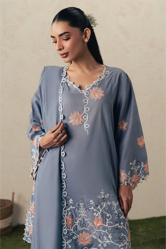 Picture of Cross Stitch - The Monsoon Edit - Unstitched - Safron Sky - Available at Raja Sahib