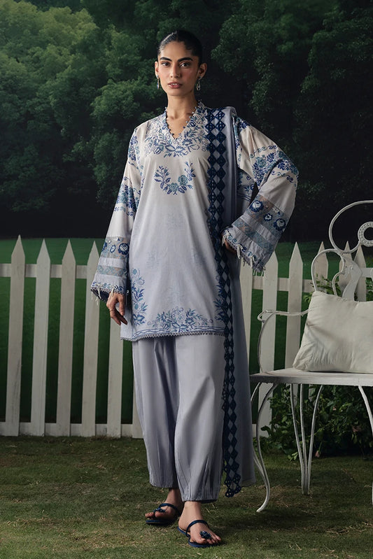 Picture of Cross Stitch - The Moonsoon Edit - Unstitched - Azure Bloom - Available at Raja Sahib