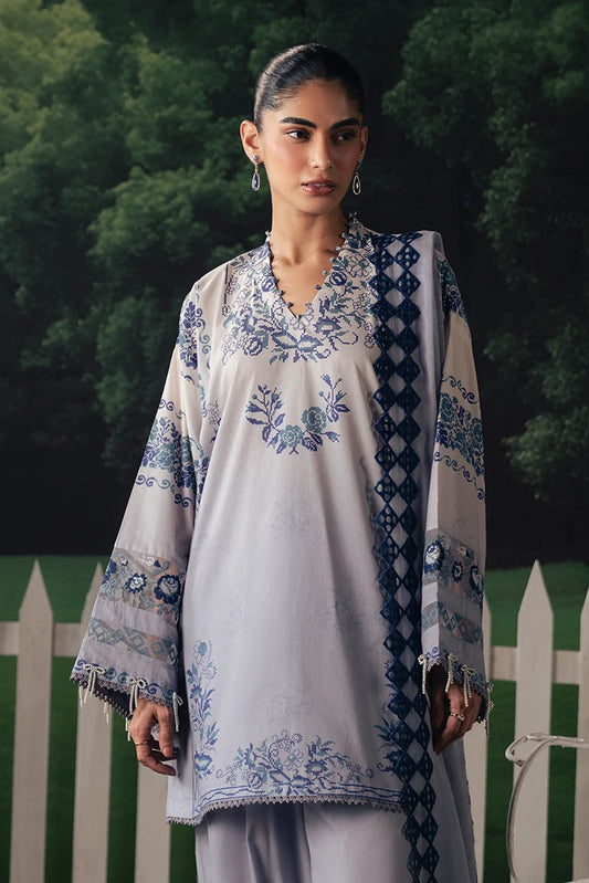 Picture of Cross Stitch - The Monsoon Edit - Unstitched - Azure Bloom - Available at Raja Sahib