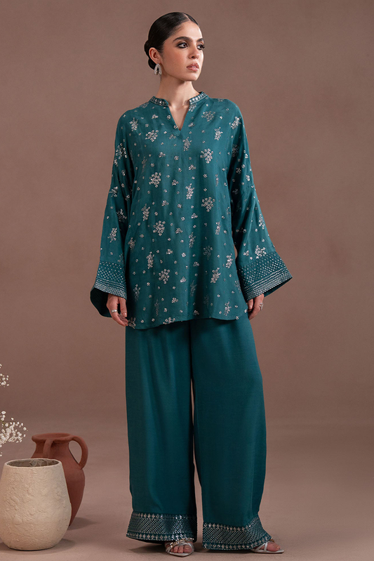 Picture of Cross Stitch - Lux Pret Edit - Mystic Teal - 2 Piece - Available at Raja Sahib