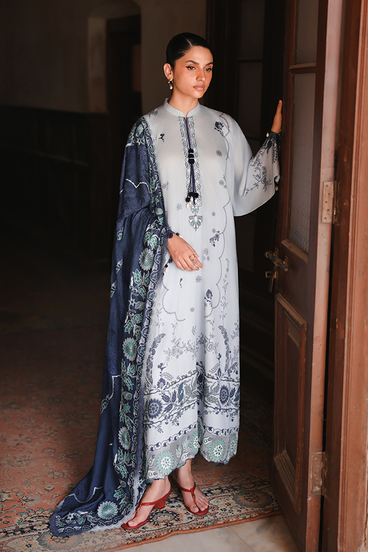 Picture of Cross Stitch - Print Satin Edit - Ethnic Azure - Available at Raja Sahib