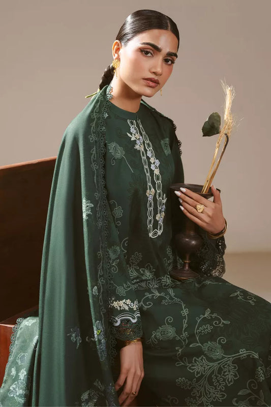 Picture of Cross Stitch - Meadow Green Linen Printed Suit - 3 Piece - Available at Raja Sahib