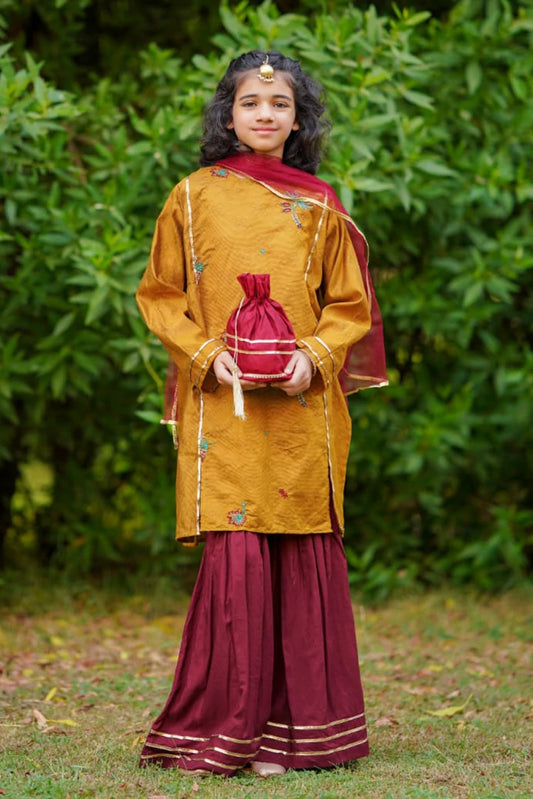 Picture of Abar - Farah Spring Bloom - 2 Piece - Joyful Mustard - Available at Raja Sahib