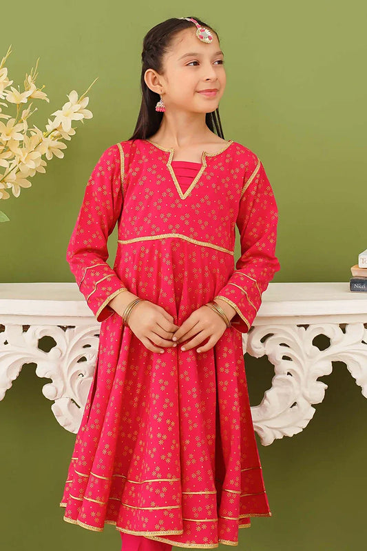 Picture of Modest - 3 Piece Pink Linen Printed Suit - Available at Raja Sahib