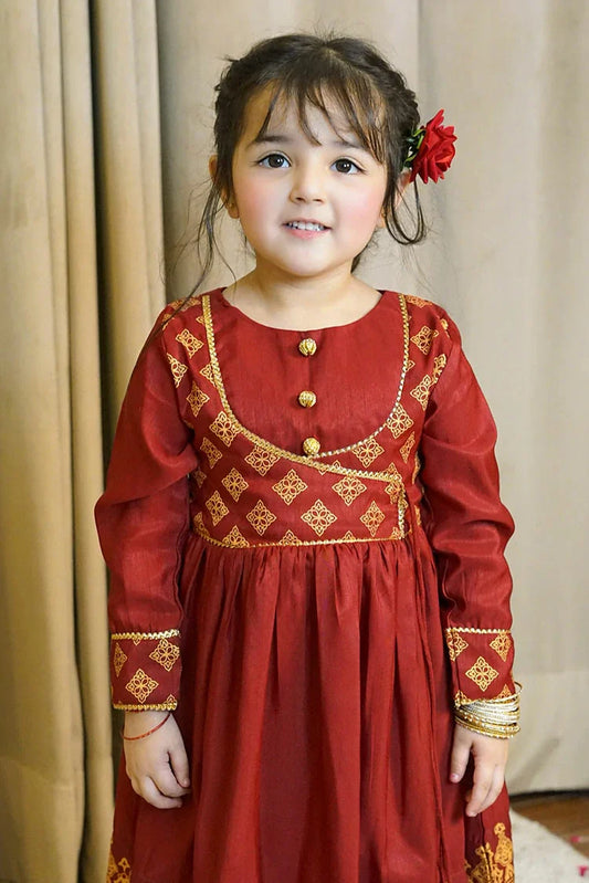 Picture of Modest - 3 Piece Rawsilk Printed Suit - Available at Raja Sahib