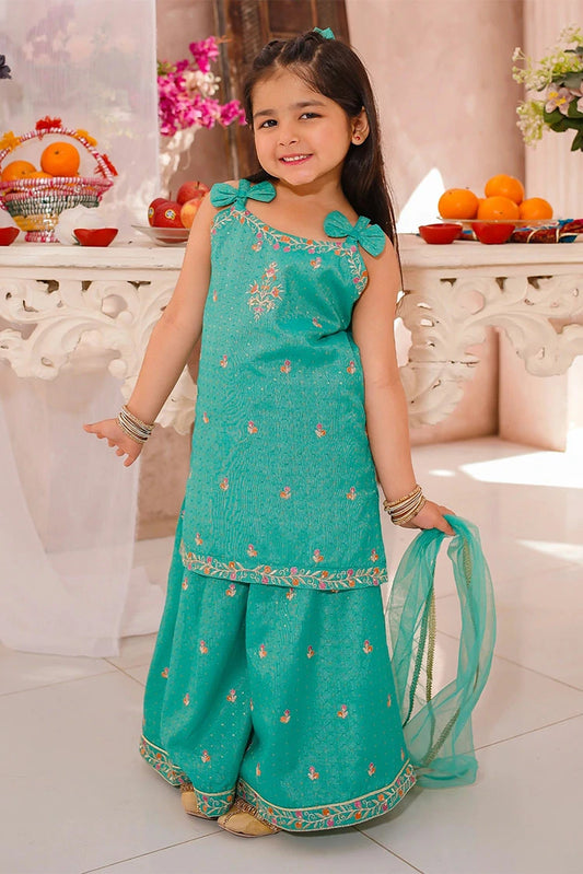 Picture of Modest - Embroidered Cotton Lawn Sharara - 3 Piece - Available at Raja Sahib