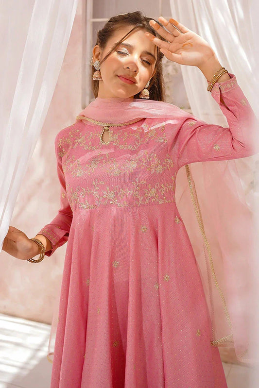 Picture of Modest - 3 Piece - Cotton Lawn Embroidered Frock - Available at Raja Sahib