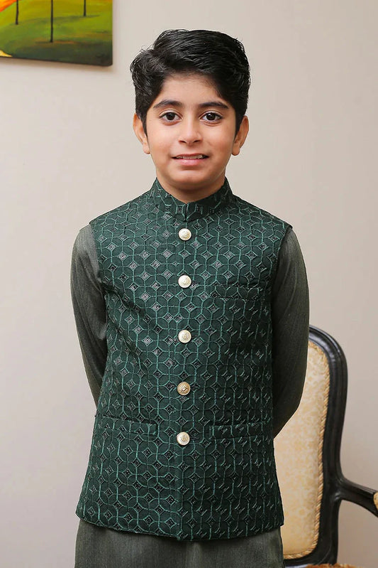 Picture of Real Image - Kids Waistcoat - OKW-009 - Available at Raja Sahib