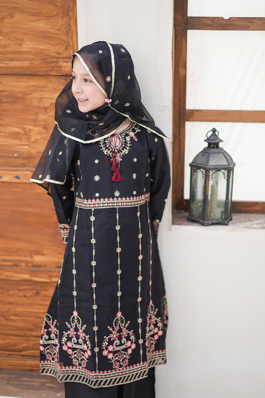 Suntex Fabrics - Girlz Eid Edit - Pishwas Black - 3 Piece