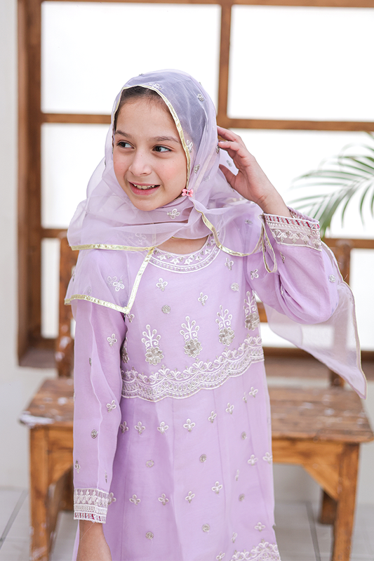 Suntex Fabrics - Girlz Eid Edit - Pishwas Lilac- 3 Piece