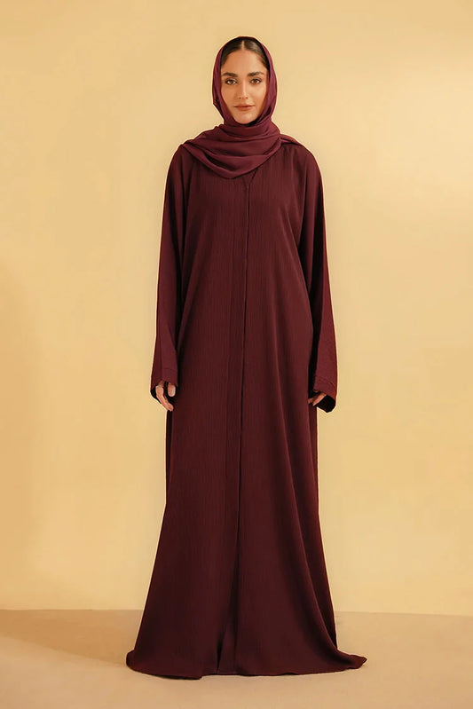 Picture of Divinely Crafted - Textured Abaya Set - Maroon - Available at Raja Sahib