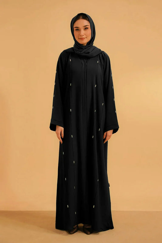 Picture of Divinely Crafted - Embellished Abaya Set - Black - Available at Raja Sahib