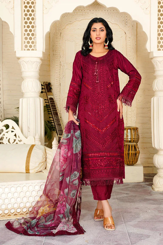 Picture of Khubsurat - Afreen - 3307 - Maroon - KH-ORNT - Available at Raja Sahib