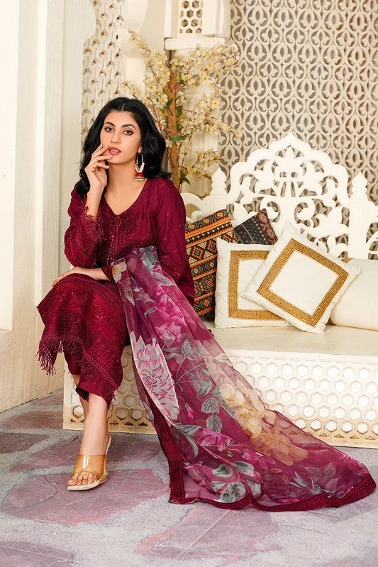 Picture of Khubsurat - Afreen - 3307 - Maroon - KH-ORNT - Available at Raja Sahib